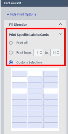 Print Specific Label/Cards