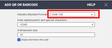 Select Barcode Type